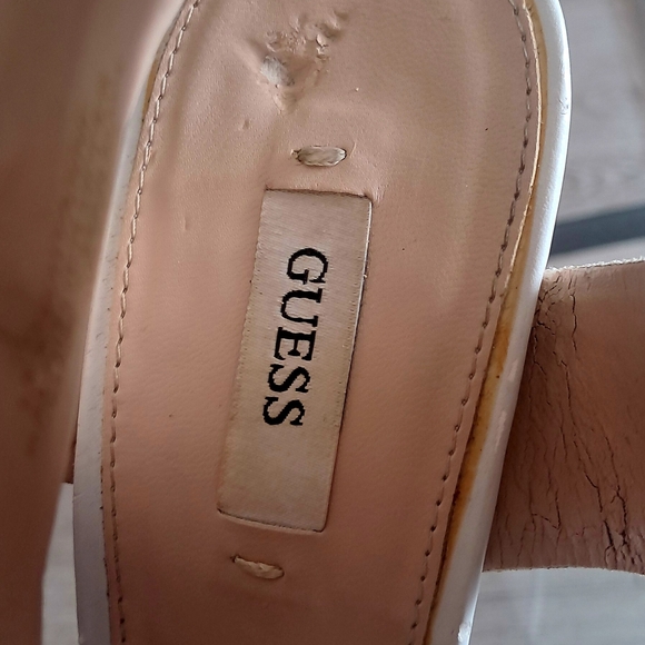Guess Gwhyanne Size 8 medium Leather Elegant White and Tan Women's Heels - Picture 16 of 16